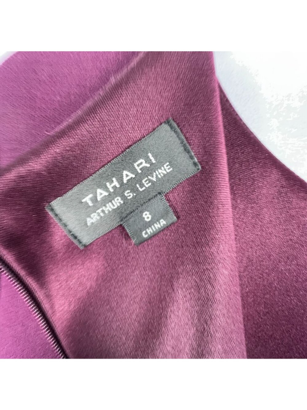 Tahari Arthur S. Levine Sheath Dress Women Size 8 Purple Short Sleeve Belted - Picture 5 of 12